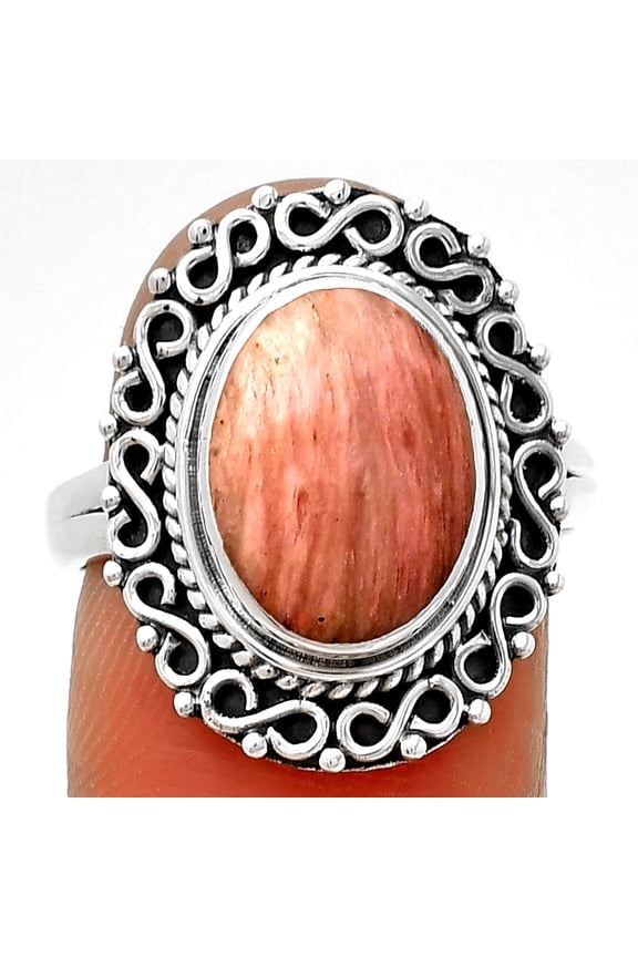 Natural Pink Tulip Quartz 925 Sterling Silver Ring s.7.5 Jewelry R-1164 SDR202805