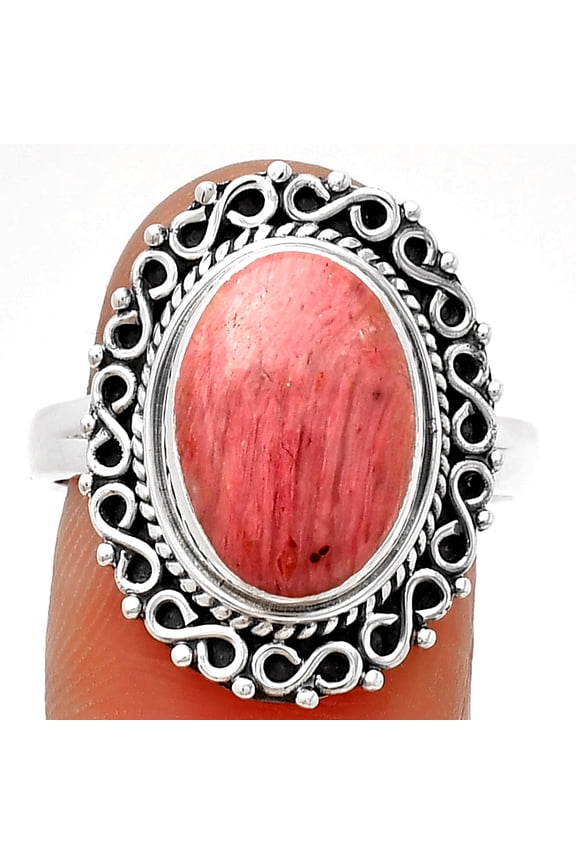 Natural Pink Tulip Quartz 925 Sterling Silver Ring s.8.5 Jewelry R-1164 SDR202801