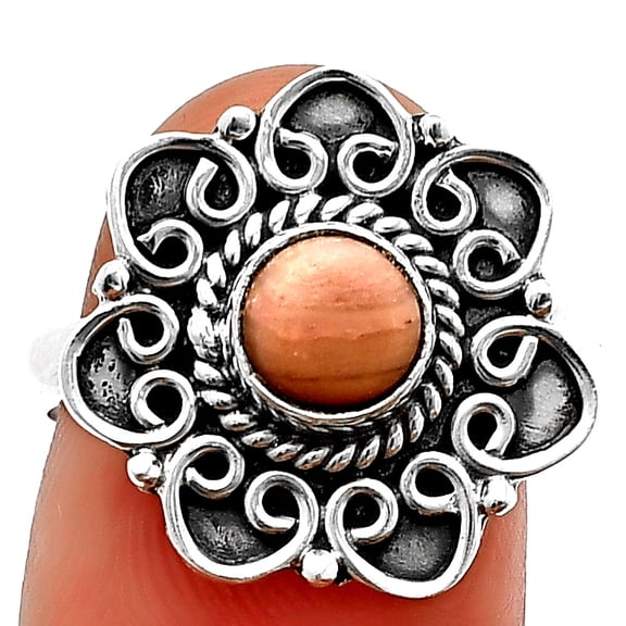 Natural Pink Tulip Quartz 925 Sterling Silver Ring s.8.5 Jewelry R-1337 SDR210124