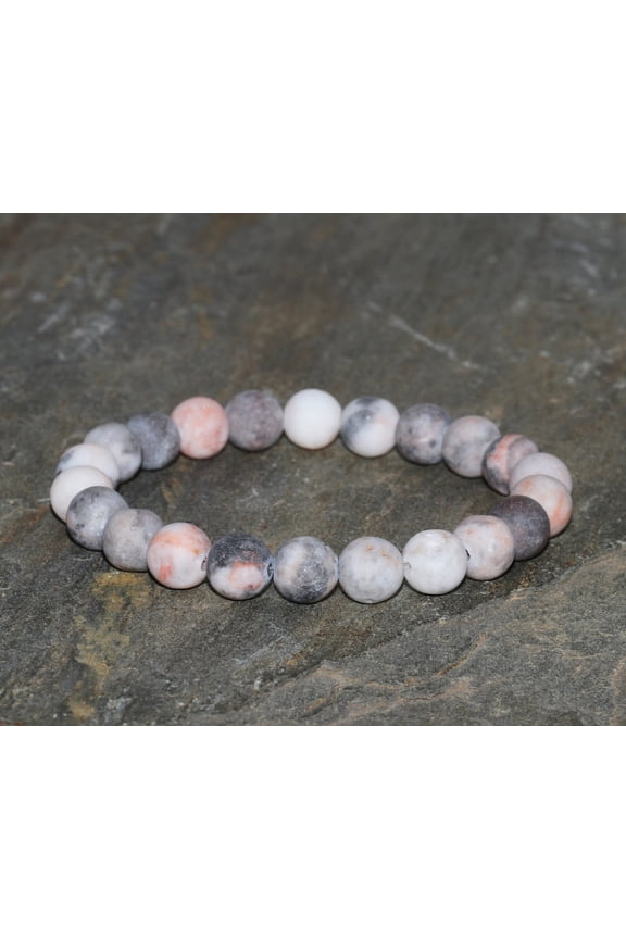 Natural Pink Zebra Jasper 10mm Round Shape smooth Cut Beads Stretchable Bracelet for Men & Women.