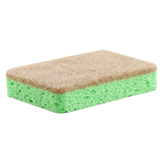 Natural Plant-Based Scrub Sponge, Non-Scratch, Biodegradable Scrubbing Sponges with Tough Anti-Bacterial Scouring Pad for Kitchen and Bathroom– 1 Pack, Easy to Use & Clean(Green,4.3x2.7")