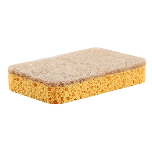 Natural Plant-Based Scrub Sponge, Non-Scratch,Scrubbing Sponges with Anti-Bacterial Scouring Pad for Kitchen and Bathroom(Yellow) - LAILLSH 2026 New
