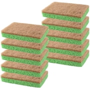 Natural Plant-Based Scrub Sponge by Scrub-it, Non-Scratch, Biodegradable scrubbing sponges for Kitchen and Bathroom   Pack of 10