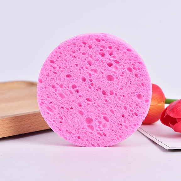 Natural Plant Fiber Face Wash Cleansing Round Sponge Beauty Makeup Tool Pink