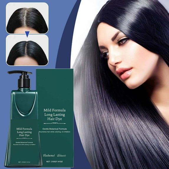 Natural Plant Hair Dye, New Natural Hair Dye Shampoo, Nourishing Plant-Based Hair Color, Refresh Hair Instant Herbal Coloring Shampoo for Women & Men, Long-Lasting, Vegan & Cruelty-Free, 7.41 Oz