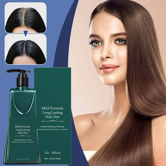 Natural Plant Hair Dye, New Natural Hair Dye Shampoo, Nourishing Plant-Based Hair Color, Refresh Hair Instant Herbal Coloring Shampoo for Women & Men, Long-Lasting, Vegan & Cruelty-Free, 7.41 Oz