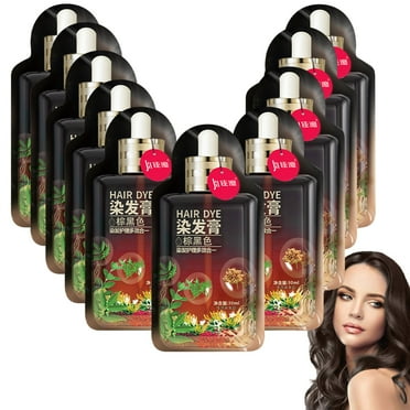 Natural Plant Hair Dyeing Cream Gentle Scalp Treatment with Long Lasting Gray Coverage,1.0 fl oz 10 Pack,Safe for Men and Women,Easy to Use Home Hair Coloring Solution