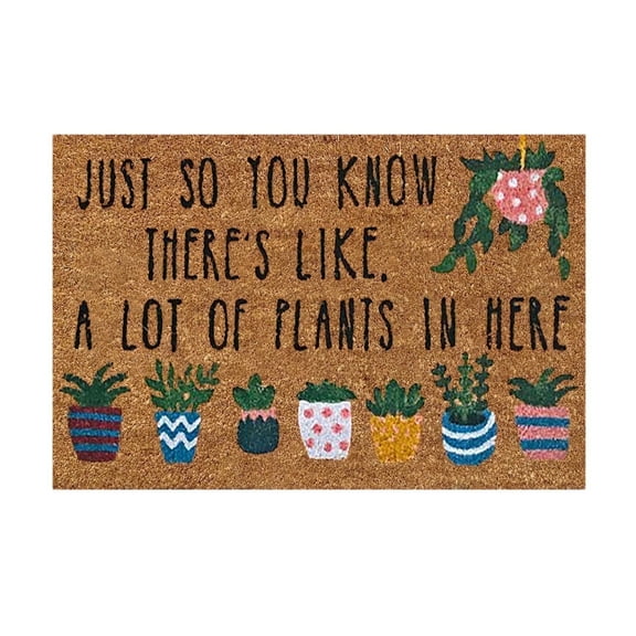 Natural Plant Mat Summer Door Mats Plant Print Door Mats‘Just so you know there's like a lot of plants in here’ Front Doormat with Non-silp Backing Coco Coir Floor Mat ,Welcome Mat 16''x24''