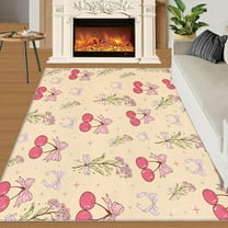 Natural Plant Rug For Living Room - Cute Fruit Bow Rug For Girls Room Plant Flower Area Rug For Bedroom Modern Style Area Rug Apply To Living Room Bedroom 5x7ft