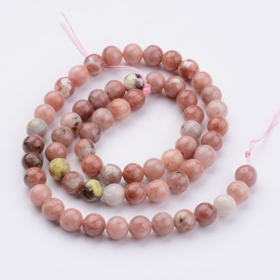 Natural Plum Blossom Jasper Beads Strands Round 6~7mm Hole: 1mm about 60~61pcs/strand 37.5~38cm