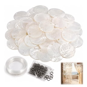 Natural Polished Capiz Shells with Pre-Drilled Holes, Bulk Sea Shells for DIY Crafts, Jewelry Making, Wedding & Home Decor