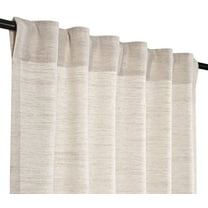 Natural Poly Linen Farmhouse Tab Top Curtains – Room Darkening 50x63” - Set of 2