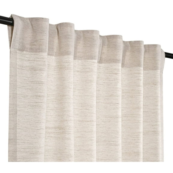 Natural Poly Linen Farmhouse Tab Top Curtains – Room Darkening 50x63” - Set of 2
