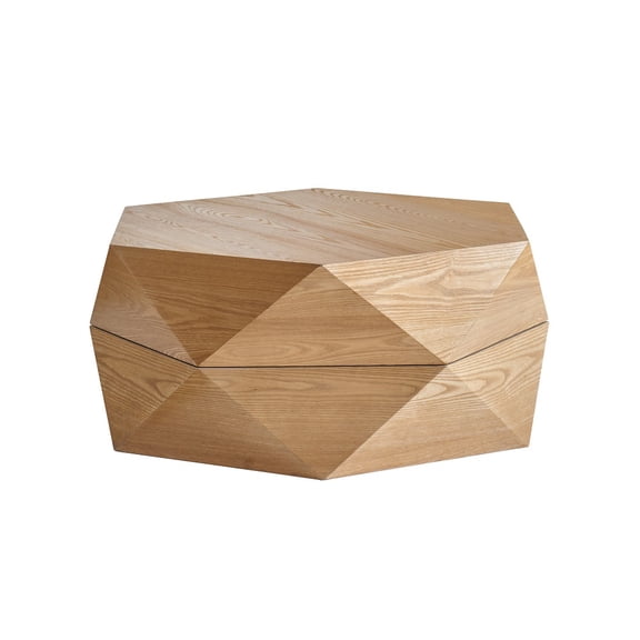 Natural Polygon Flip Top Coffee Table with Hidden Storage, MDF