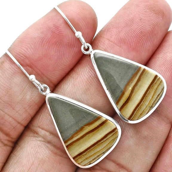 Natural Polygram Jasper 925 Sterling Silver Earrings Jewelry E-1004 SDE88897