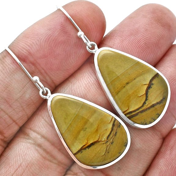 Natural Polygram Jasper 925 Sterling Silver Earrings Jewelry E-1004 SDE88960