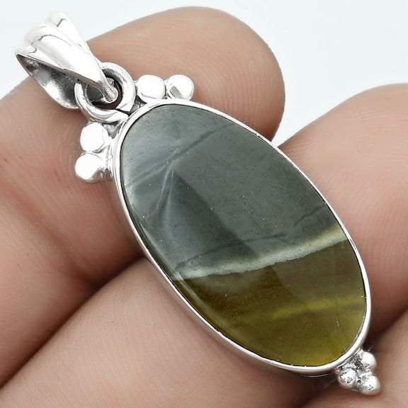 Natural Polygram Jasper 925 Sterling Silver Pendant Jewelry P-1100 SDP123603