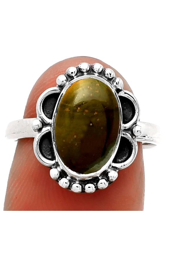 Natural Polygram Jasper 925 Sterling Silver Ring s.7.5 Jewelry R-1103 SDR183014