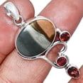 thumbnail image 1 of Natural Polygram Jasper & Garnet 925 Sterling Silver Pendant Jewelry P-1293 SDP152676, 1 of 5