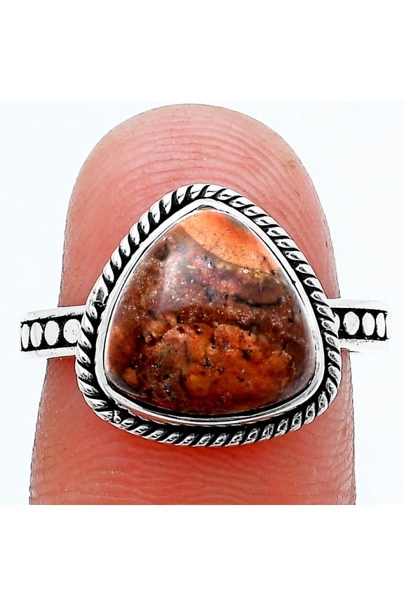 Natural Poppy Jasper 925 Sterling Silver Ring s.7.5 Jewelry R-1066 SDR229366