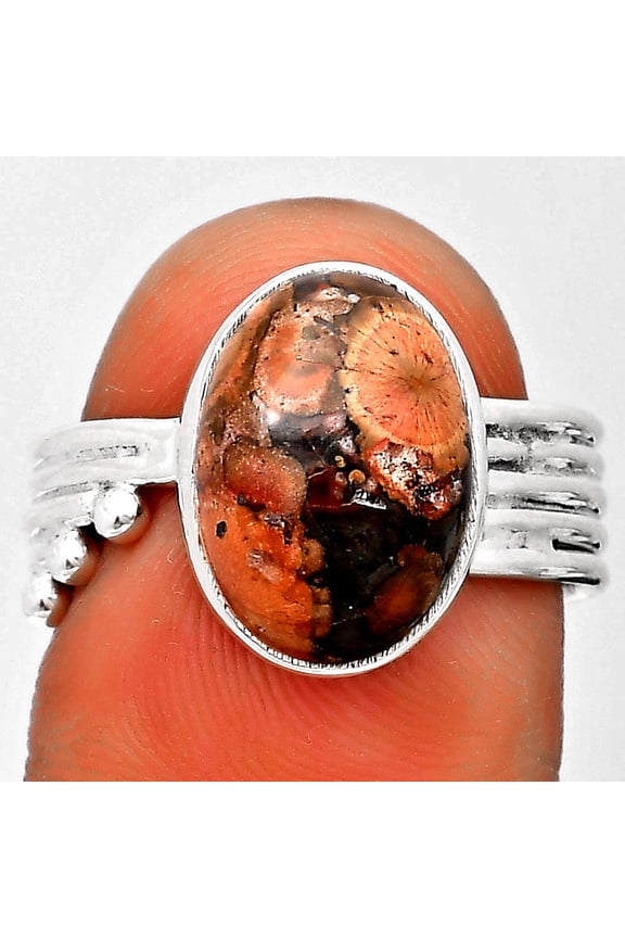 Natural Poppy Jasper 925 Sterling Silver Ring s.8 Jewelry R-1492 SDR194002