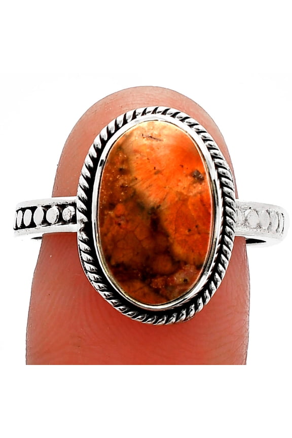 Natural Poppy Jasper 925 Sterling Silver Ring s.9 Jewelry R-1066 SDR229430