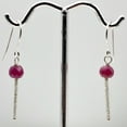 thumbnail image 1 of Natural Precious Gemstone Ruby Sterling Silver Earrings | 1 3/8 Inch Long |, 1 of 7