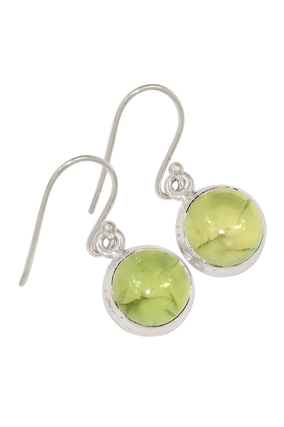 Natural Prehnite 925 Sterling Silver Earrings Jewelry ALLE-18626