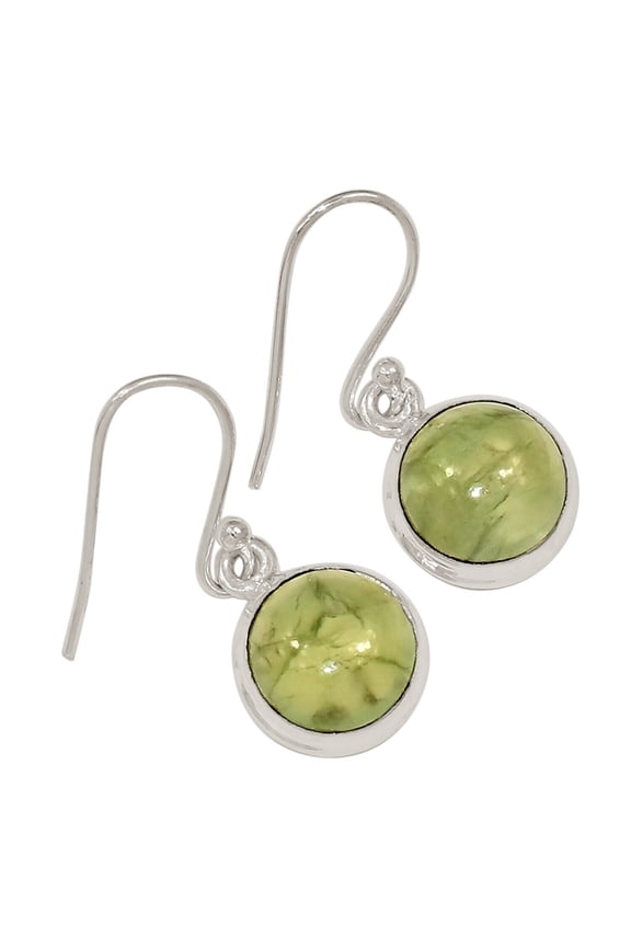 Natural Prehnite 925 Sterling Silver Earrings Jewelry ALLE-18627