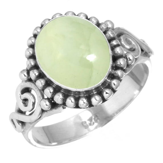 Natural Prehnite Ring 925 Sterling Silver Handmade Jewelry