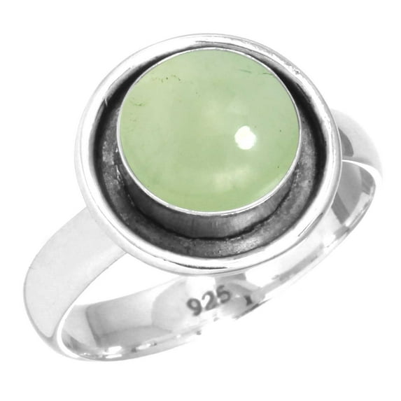 Natural Prehnite Ring 925 Sterling Silver Handmade Jewelry