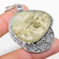 thumbnail image 1 of Natural Prehnite, White Topaz Gemstone 925 Sterling Silver Pendant 2.44", 1 of 1