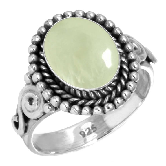 Natural Prehnite Women Jewelry 925 Sterling Silver Ring