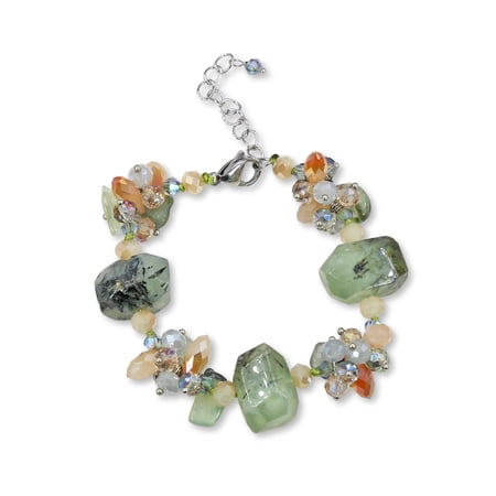 MGR! My Gems Rock Bracelet with Natural Prehnite and Crystals, Green