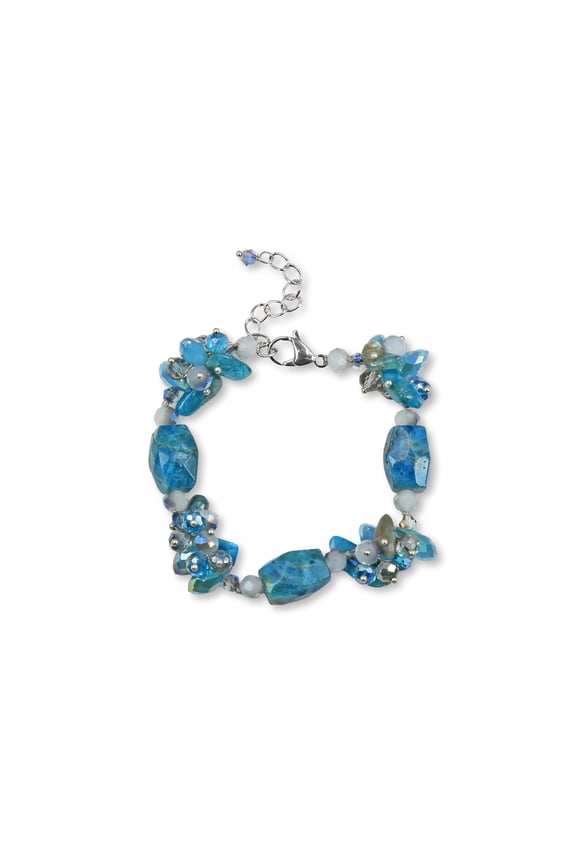 Prehnite and Crystals Mix Bracelet, Blue
