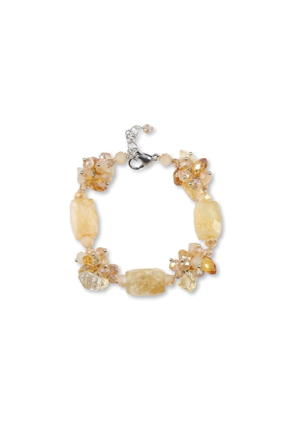 Bracelets with Natural Citrine and Crystals, Yellow (1 Pack)