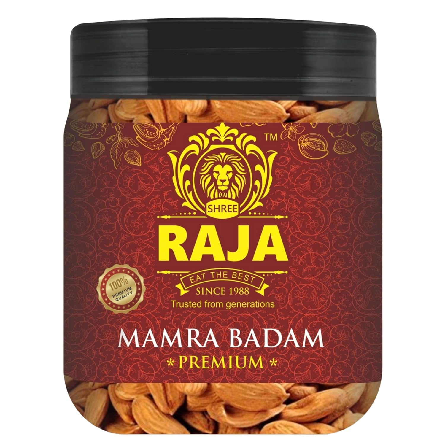 Natural Premium Mamra Almonds (Badam) By Shree Raja 750gm, (250gm * Pack Of 3) | Rich In Protein Almonds Nuts Good For Health | 26.4 Ounce | Jar Pack