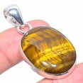 thumbnail image 1 of Natural Pretty Tiger Eye Gemstone 925 Sterling Silver Gift Pendant 1.89", 1 of 1