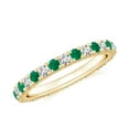 thumbnail image 1 of Natural Prong Set Full Eternity Emerald Wedding Ring in 925 Sterling Silver/ Yellow Gold Plated Stackable Moissanite Eternity Bands for Women May Birthstone Jewelry Gift for Her, Ring Size: 5, 1 of 1