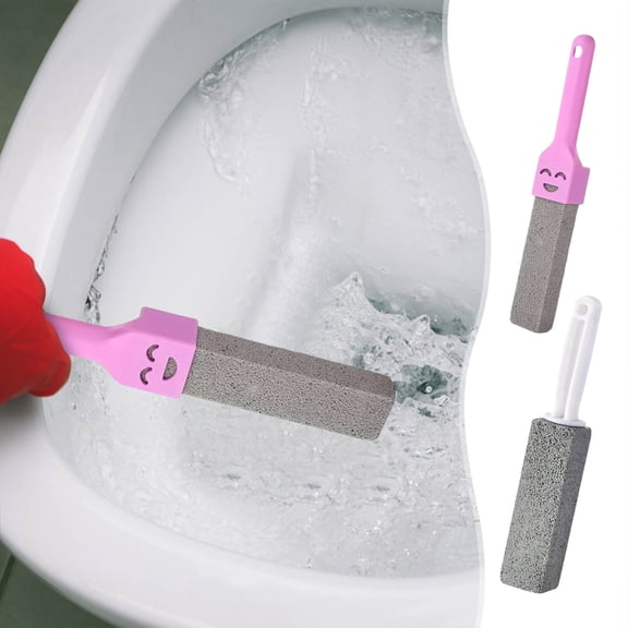 Natural Pumice Stone Toilet Bowl Cleaner, 2 Pack Long Handle Scouring Stick for Removing Hard Water Rings & Limescale, Rust, Calcium, Cleaning Tool for Toilet, Tile, Pool, BBQ, Home Bathroom, Gift