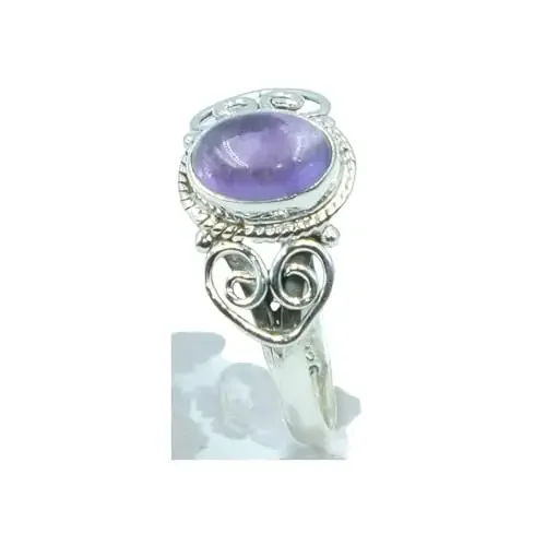 Natural Purple Amethyst 925 Sterling Silver Handmade Promise Engagement Ring Wedding Gift Jewelry For Her