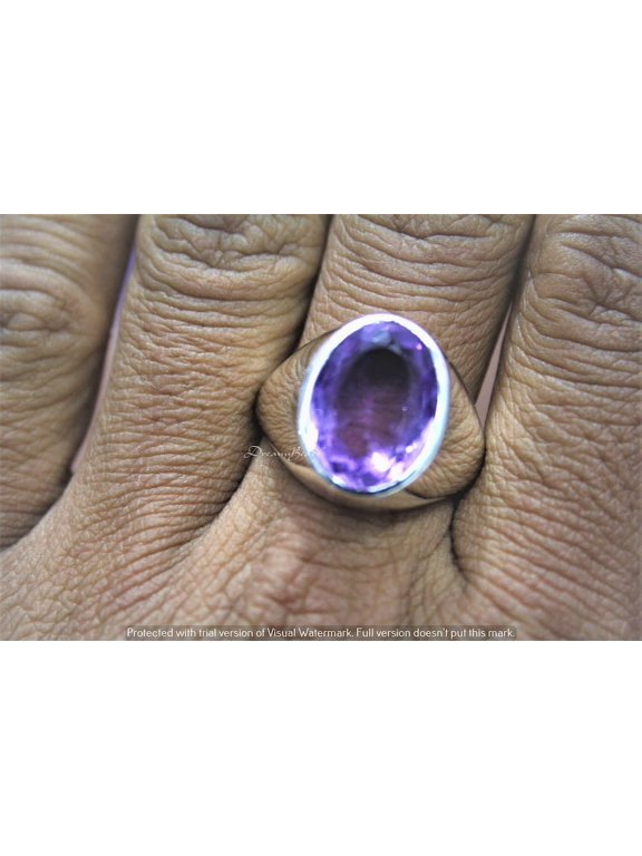 Natural Purple Amethyst Gemstone Ring, Solid 925 Sterling Silver Mens Ring, Mens Statement Ring, February Birthstone Ring,Mens Official Ring