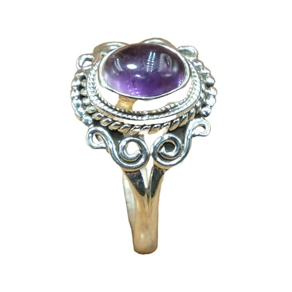Natural Purple Amethyst Stone 925 Sterling Silver Handmade Engagement Ring Wedding Gift Jewelry