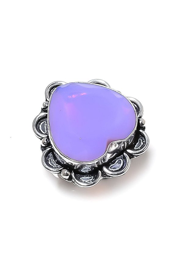 Natural Purple Chalcedony Gemstone Handmade 925 Sterling Silver Ring Size 8