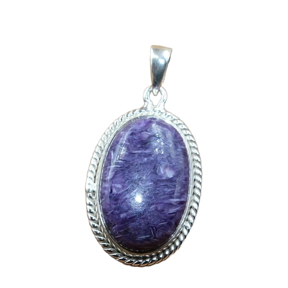 Natural Purple Charoite Stone 925 Sterling Silver Statement Pendant Birthday Gift Jewelry For Women