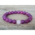 thumbnail image 1 of Natural Purple Charoite with Rose Quartz 8mm Round Shape smooth Cut Beads Stretchable Bracelet for Men & Women., 1 of 2