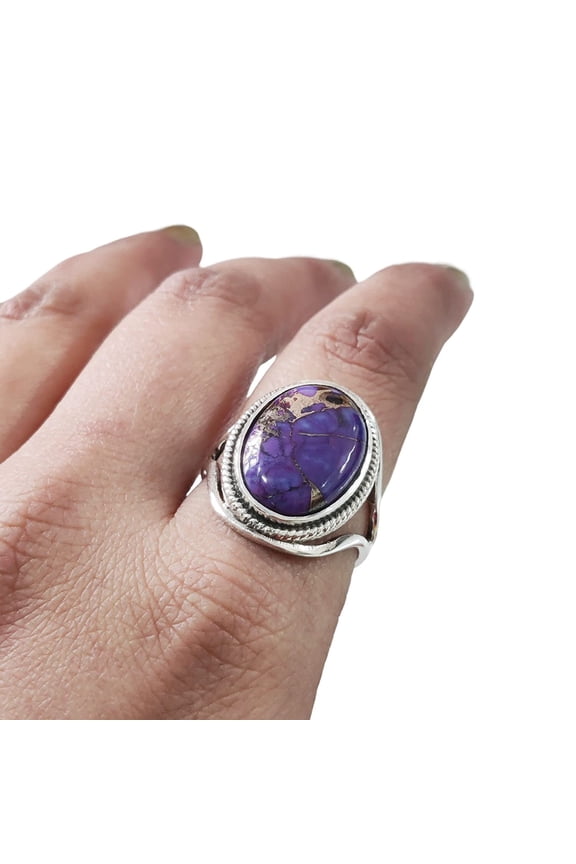 Natural Purple Copper Turquoise Ring, Turquoise Ring, December Birthstone, Designer Band, 925 Sterling Silver, Womens Ring, Christmas, Thanksgiven, Handmade, Statement Jewelry, Natural Turquoise Ring