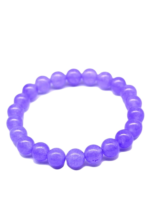 Natural Purple Jade 8mm Round Shape Smooth Cut Beads Stretchable Bracelet For Men & Women. Unisex Bracelet