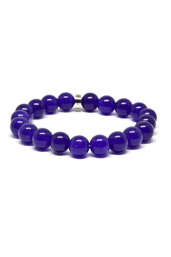 Natural Purple Jade 8mm Round Shape Smooth Cut Beads Stretchable Bracelet for Men & Women.