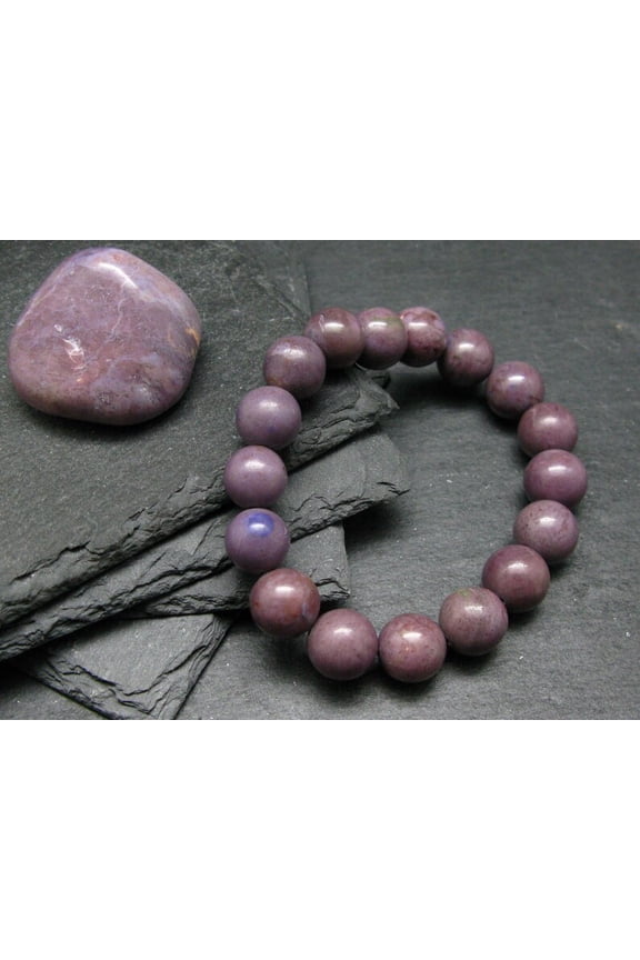 Natural Purple Jade Jadeite 10mm Round Shape Smooth Cut Beads Stretchable Bracelet for Men & Women.
